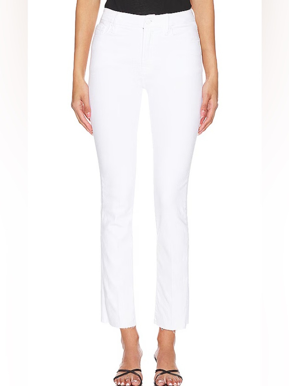 Good American Good Straight High Rise Raw Hem White Jeans Size 4/27‎